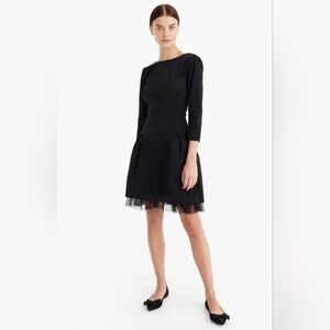 NWT J. Crew Tulle Hem Dress Black A-Line Size 4 LBD Cocktail Feminine